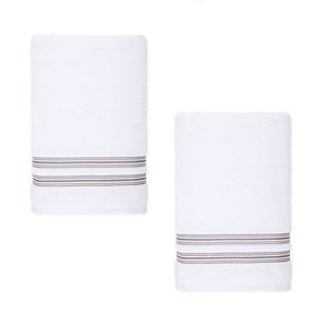 2 DAPPER GRAY STRIPE Nestwell 100% Hygro Cotton 34x68" BATH Sheets (new towels)